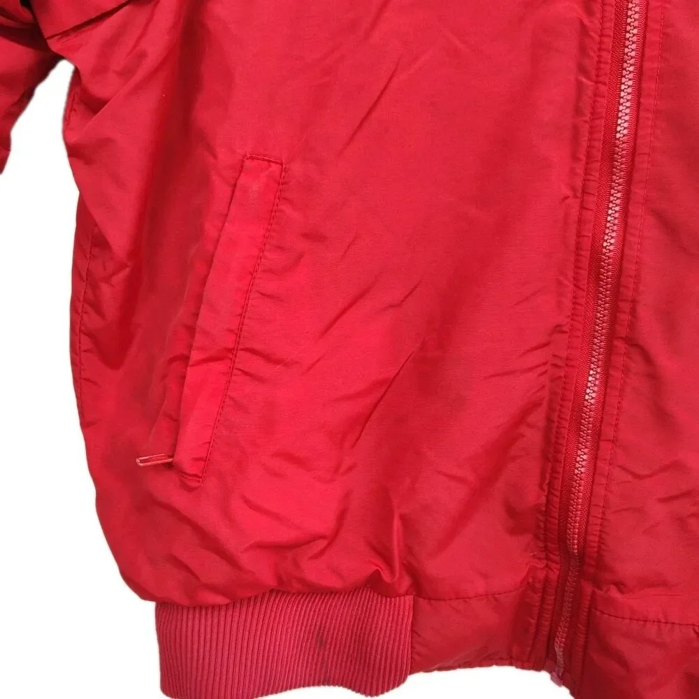 Vintage Cabela's men's full-zip lined coat, size Large Tall, red w/ black lining